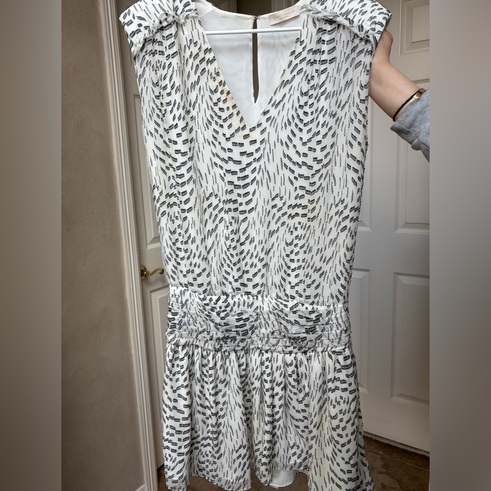 Ramy Brook Black and White Midi Dress with V-Neck